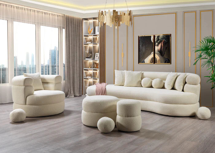 Larissa Ivory Boucle Chaise Lounge
