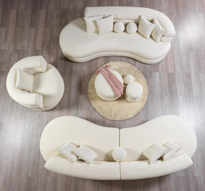 Larissa Ivory Boucle Curved Sectional