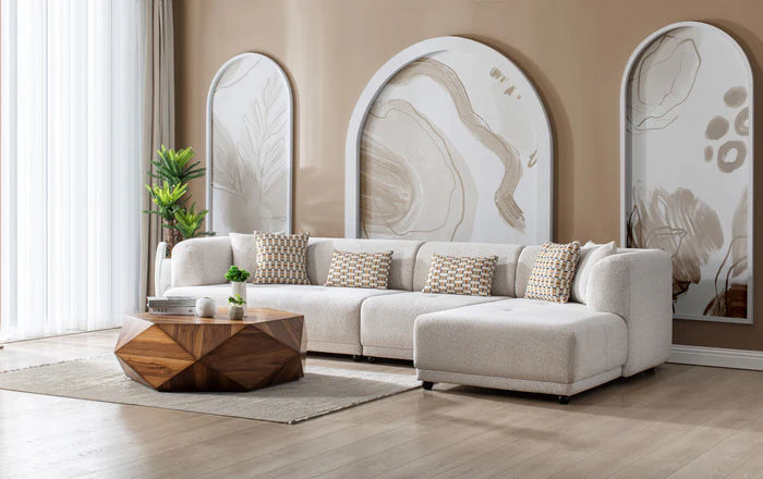 Lyna Ivory Boucle Sectional