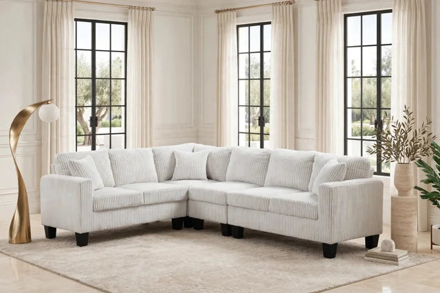 Logan Beige - Reversible Sectional (Cord Fabric)