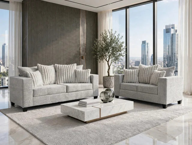 410-2PC-GRAY Sofa and Loveseat Set