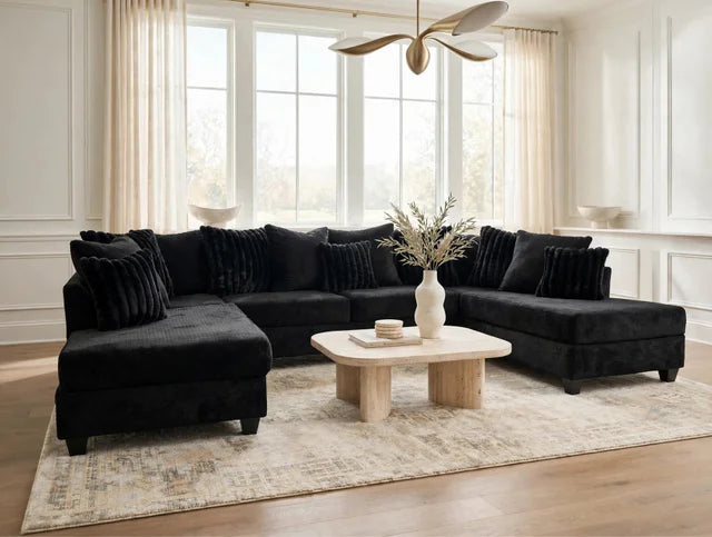 411 Black - Double Chaise Sectional
