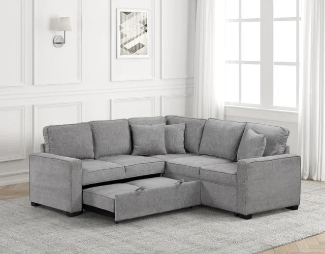 Ariel Gray Sectional With Pull-Out Bed **ON SALE**
