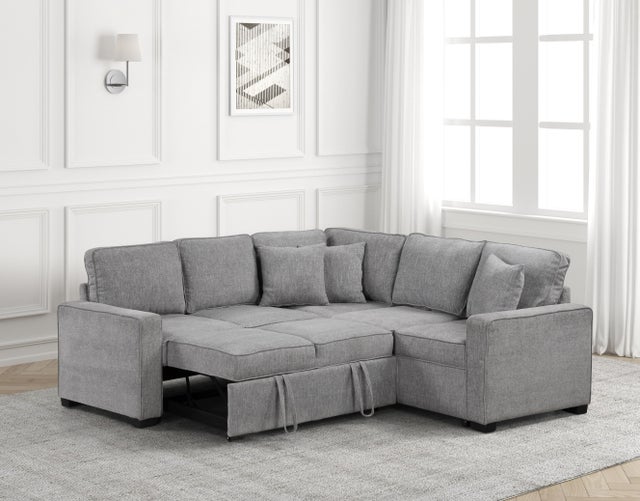 Ariel Gray Sectional With Pull-Out Bed **ON SALE**