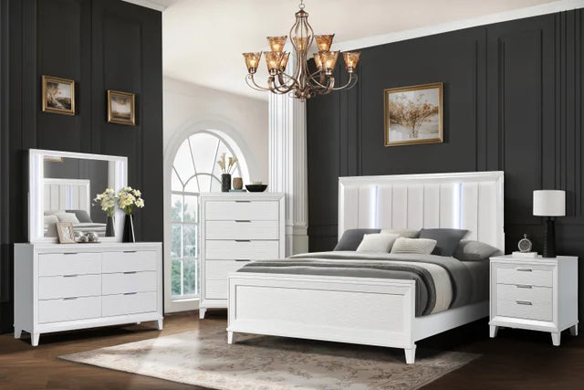 Havana White - 4PC or 5PC Bedroom Set - Queen, King
