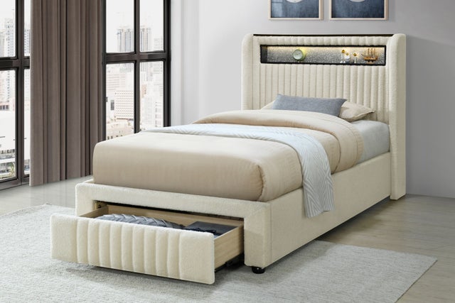 Cupid Beige Platform Bed - Twin, Full