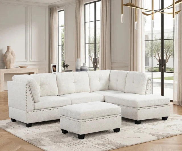 Sienna Boucle Sand Sectional + Ottoman Set **FLASH SALE**