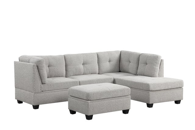 Sienna Boucle Gray Sectional + Ottoman Set **NEW ARRIVAL**