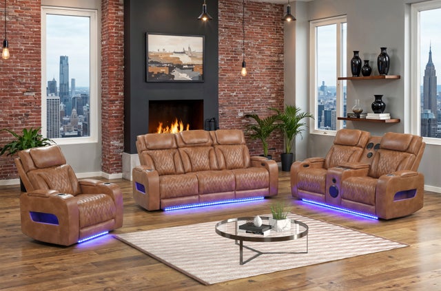 DUBAI 3PC Brown Power Reclining Set