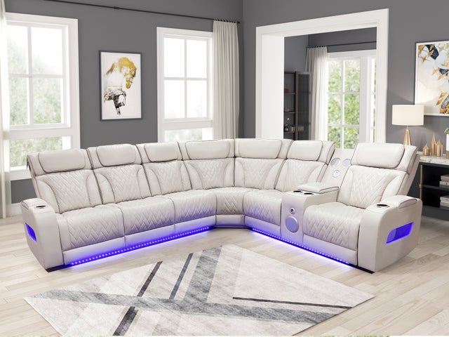 Barcelona Sand Power Reclining Sectional (Power Headrests)
