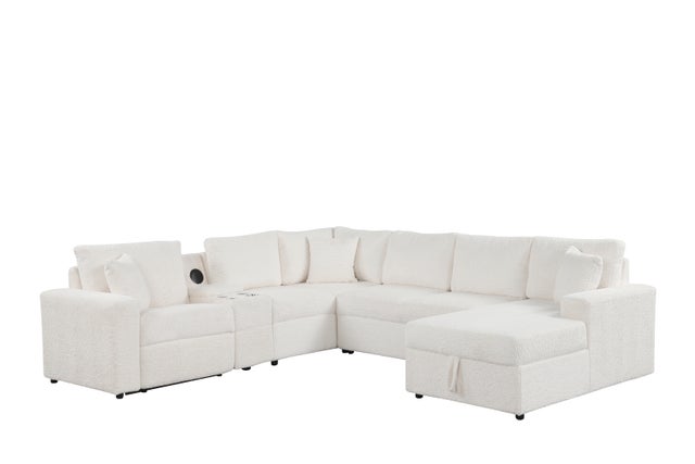 Hunter White Sectional (W/ Bluetooth Speaker & Pull-Out Bed)
