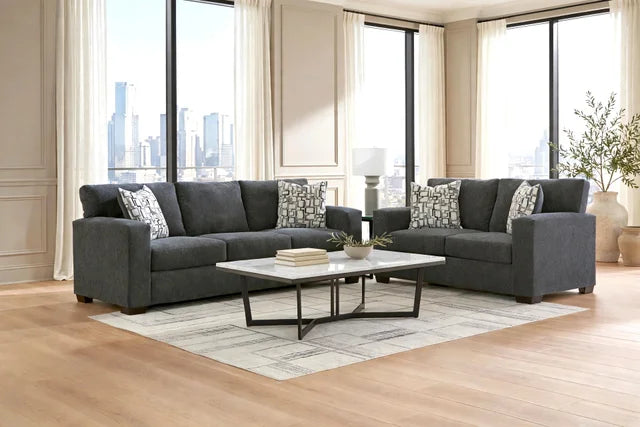 1060 Charcoal Sofa & Loveseat Set (98" SOFA)