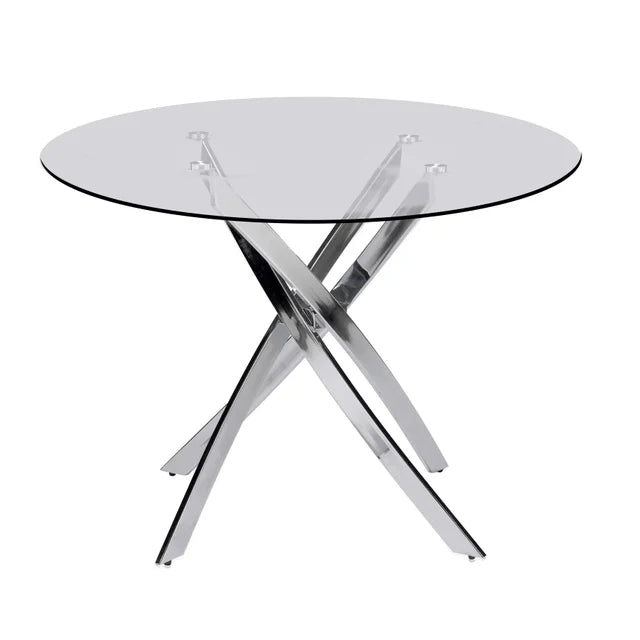 D106 - Black - Glass Table + 4 Chairs