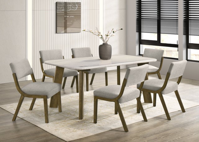 Parker10 - (GENUINE MARBLE) Table & 6-Chairs **NEW ARRIVAL **