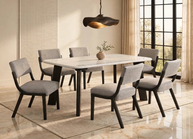 Parker20 - (GENUINE MARBLE) Table & 6-Chairs **NEW ARRIVAL**