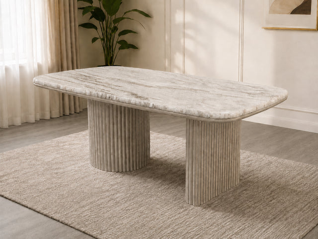 SAMARA - (GENUINE MARBLE) Table & 6-Chairs **NEW ARRIVAL**