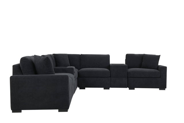 Barista Black 8PC Modular Sectional Set (w/ Bluetooth Speaker) **NEW ARRIVAL**