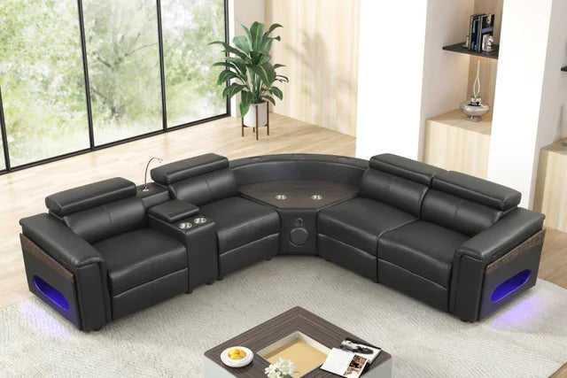 Holiday Black Power Reclining Sectional (w/ Bluetooth Speakers) **NEW ARRIVAL**