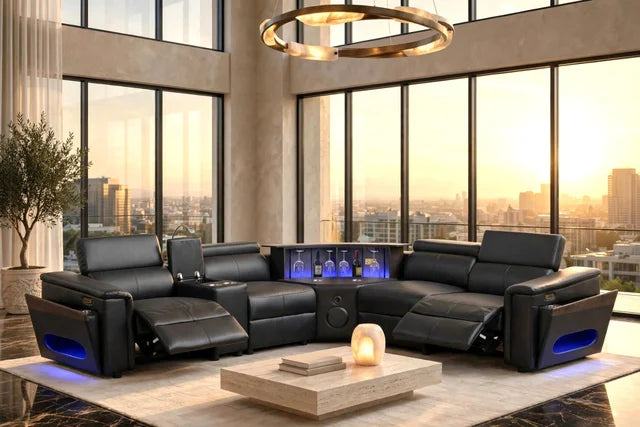 Holiday Black Power Reclining Sectional (w/ Bluetooth Speakers) **NEW ARRIVAL**