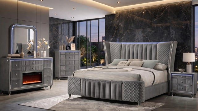 Cleopatra Grey 4PC OR 5PC Set - Queen, King **NEW ARRIVAL**