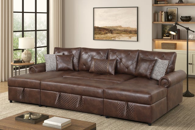 Sonoma Brown Double Storage Chaise Sectional (w/ Pull-Out Bed) **NEW ARRIVAL**