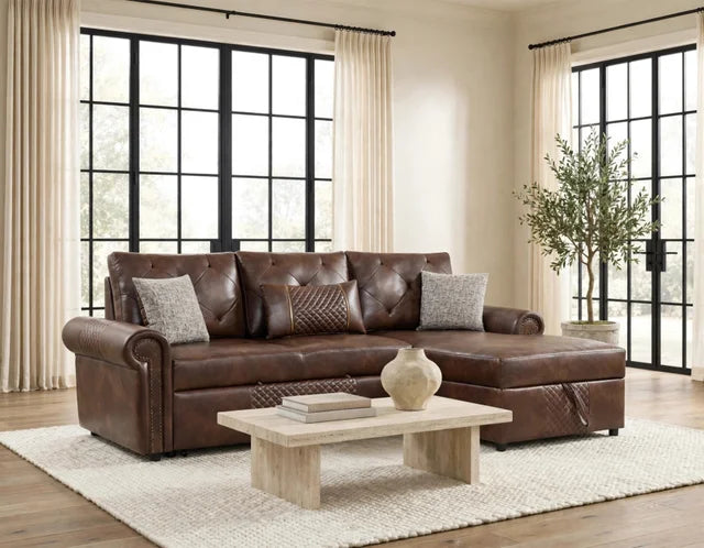 BELLINA Brown Sectional With Pull-Out Bed **NEW ARRIVAL**