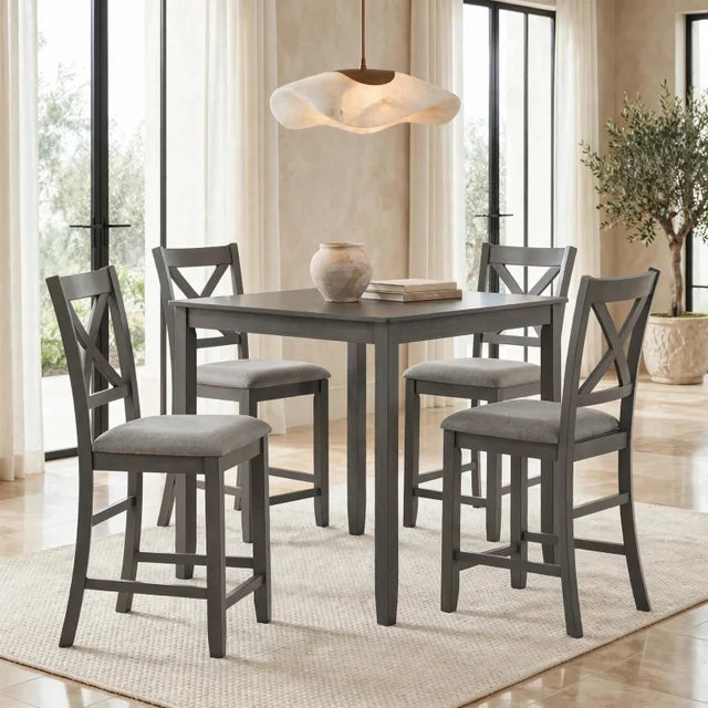 Tahoe - Grey - Pub Table + 4 Chairs
