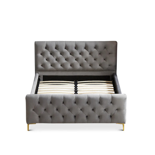 Beverly Platform Bed - Dark Grey Velvet