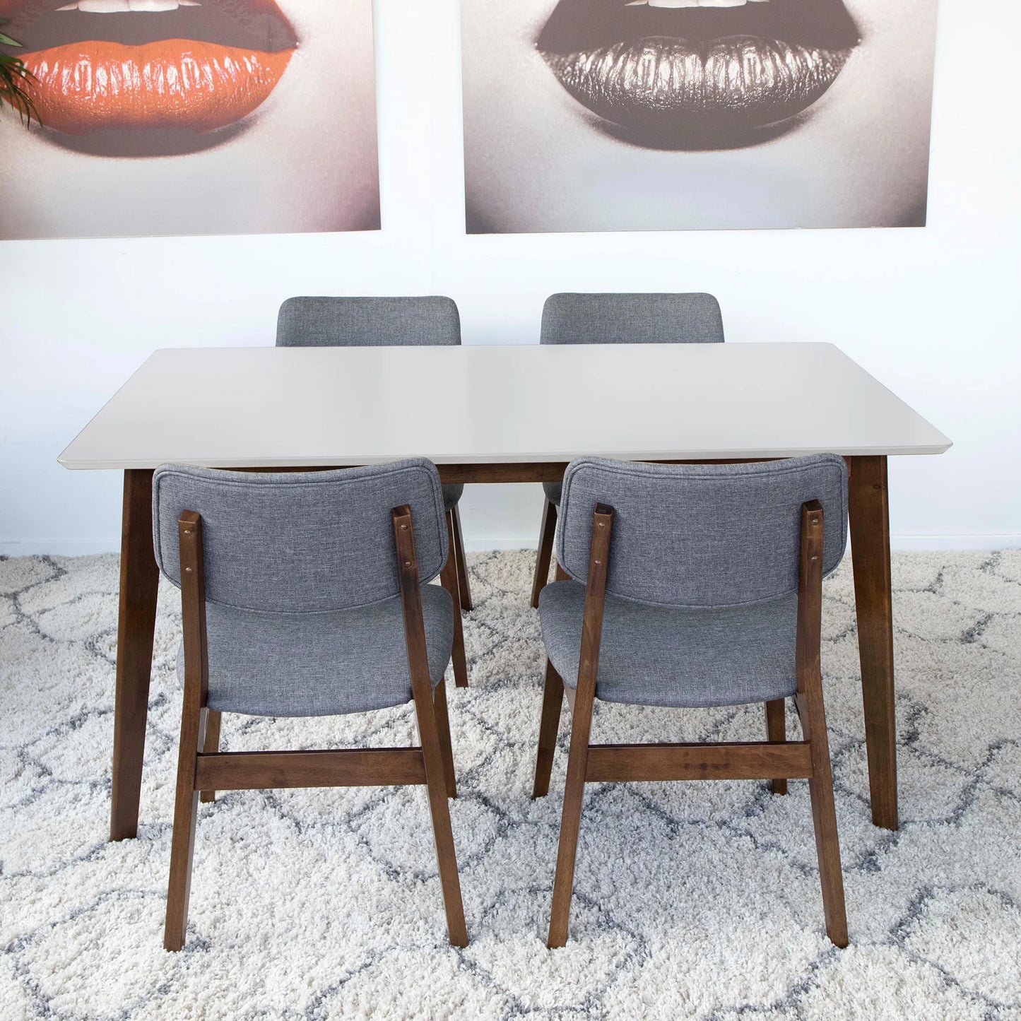 Abbott Dining set with 4 Abbott chairs Large/White Top
