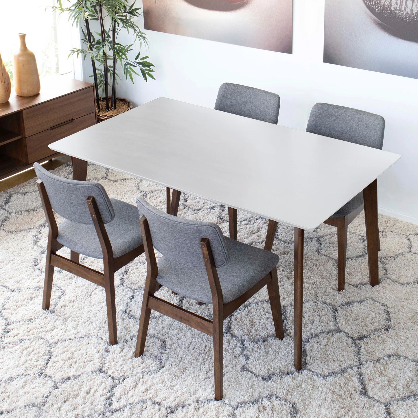 Abbott Dining set with 4 Abbott chairs Large/White Top