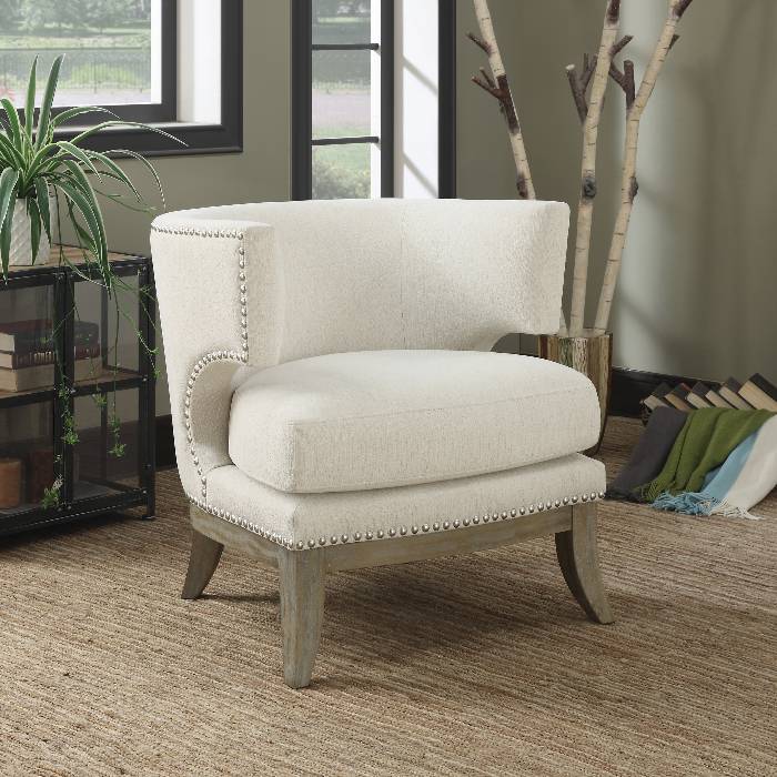 Barrel Back Accent Chair White And Weathered Grey - 902559