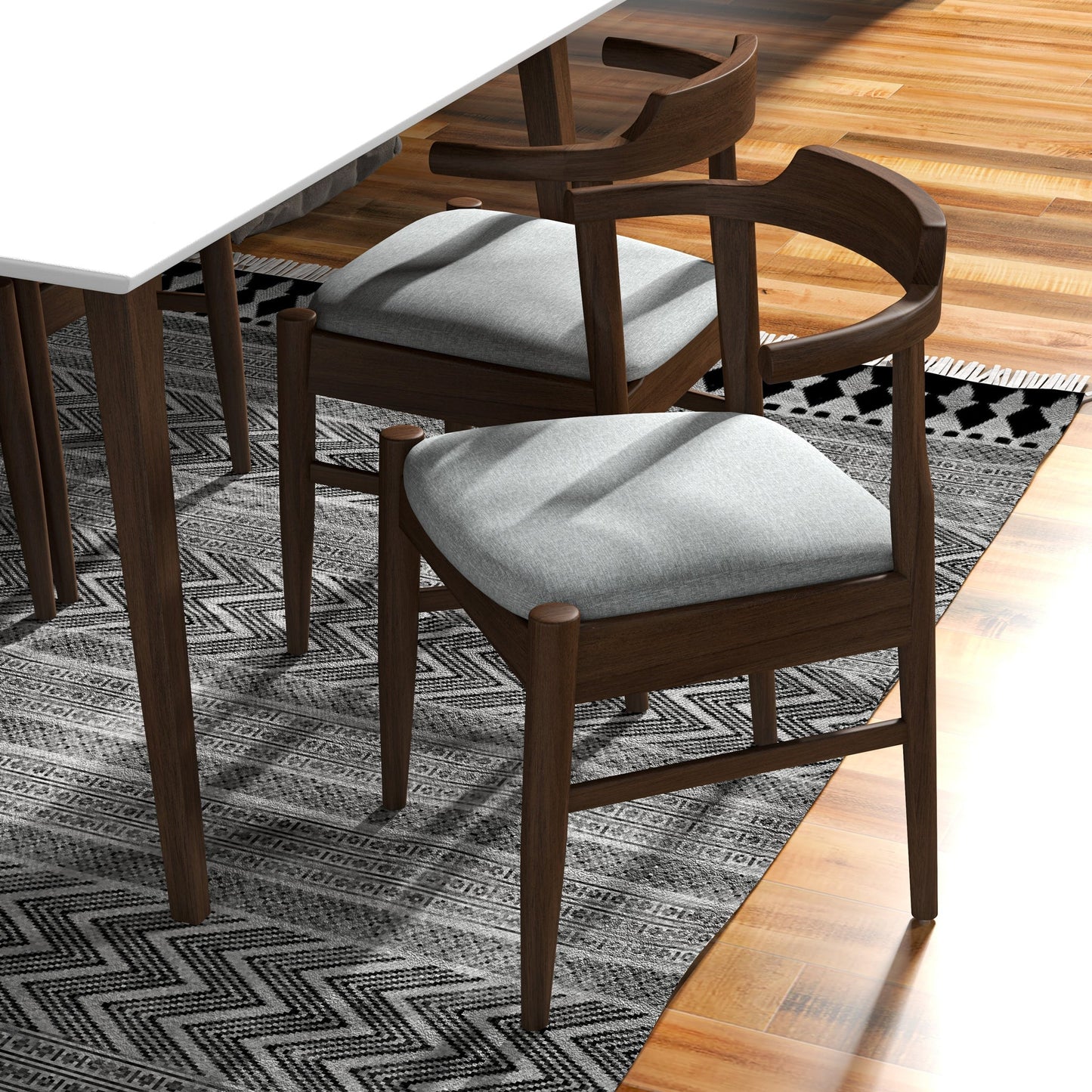 Alpine (Small - White Top) Dining Set with 4 Sterling (Grey) Dining Chairs