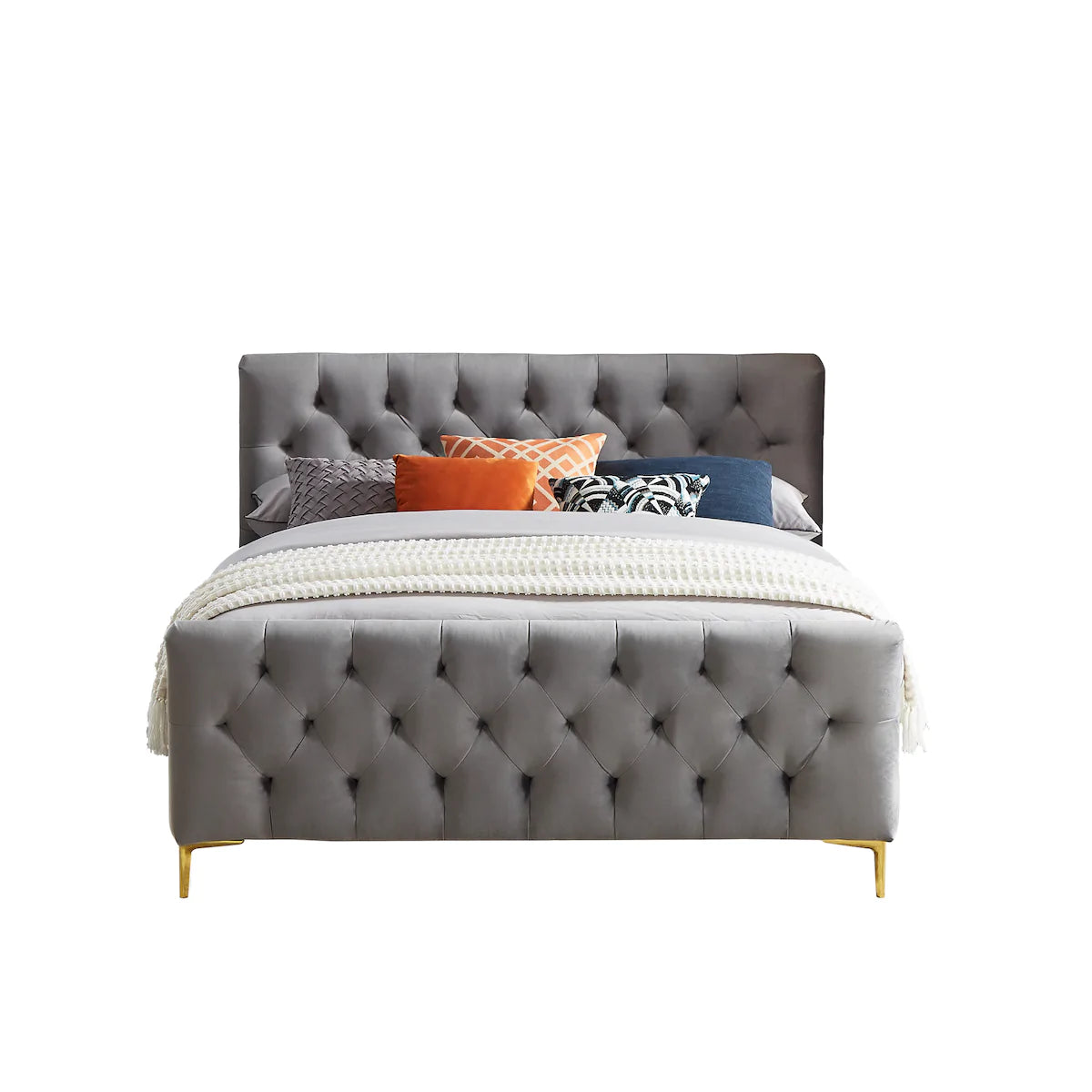 Beverly Platform Bed - Dark Grey Velvet