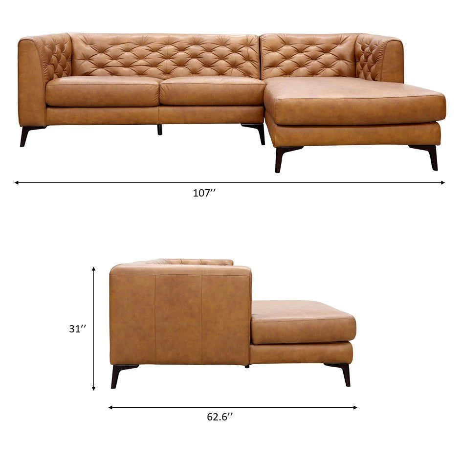 Fargo Sectional Sofa (Tan Leather - Right Facing Chaise)