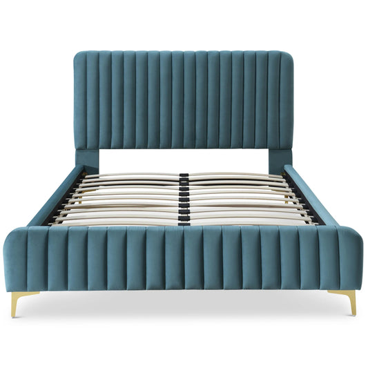 Angela Sea Blue Velvet Platform Bed