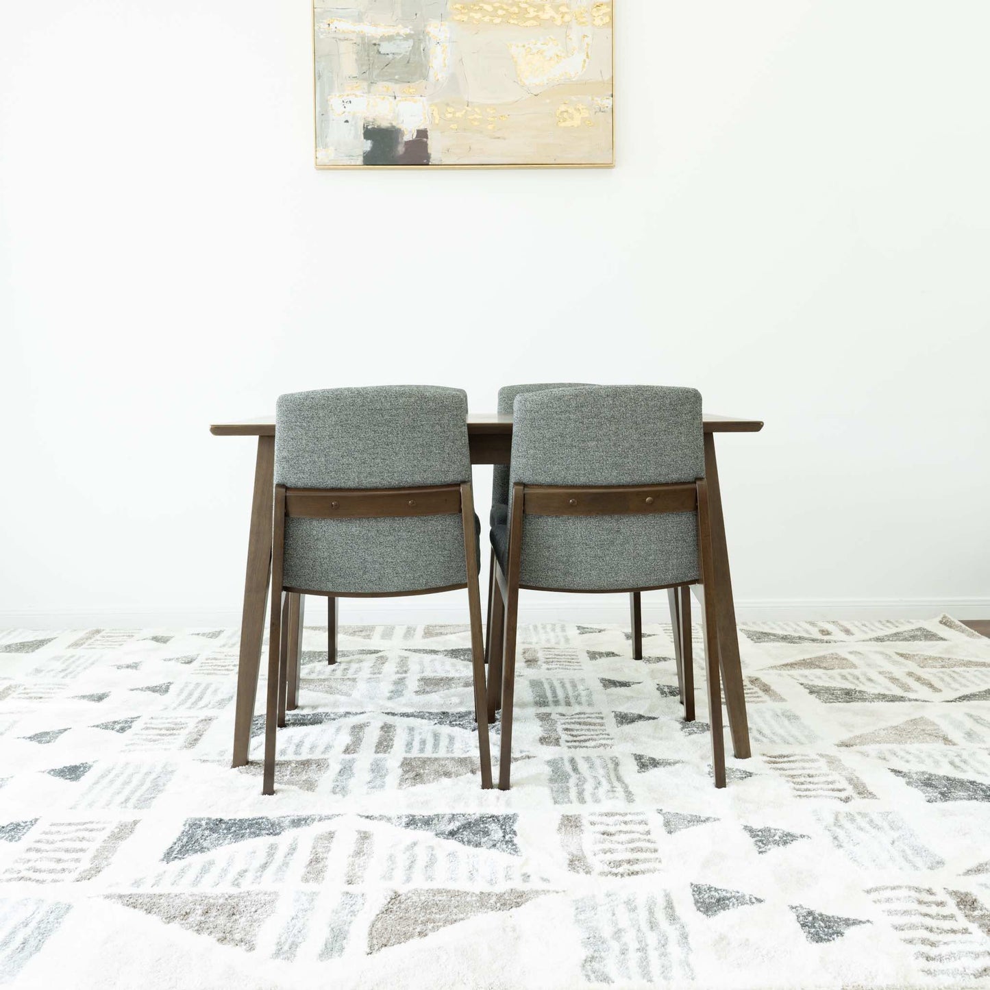Small Adira Dining set with 4 Ohio Dark Grey Dining Chairs (Walnut)