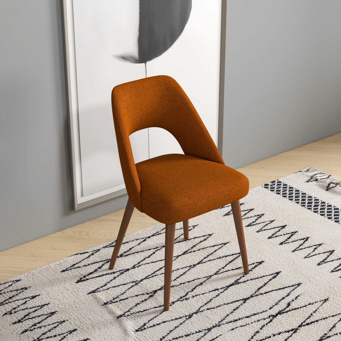 Ariana Modern Dining Chair (Burnt Orange Boucle)