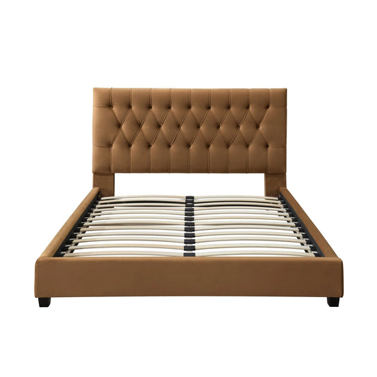 Eldridge Platform Bed - Cognac Velvet