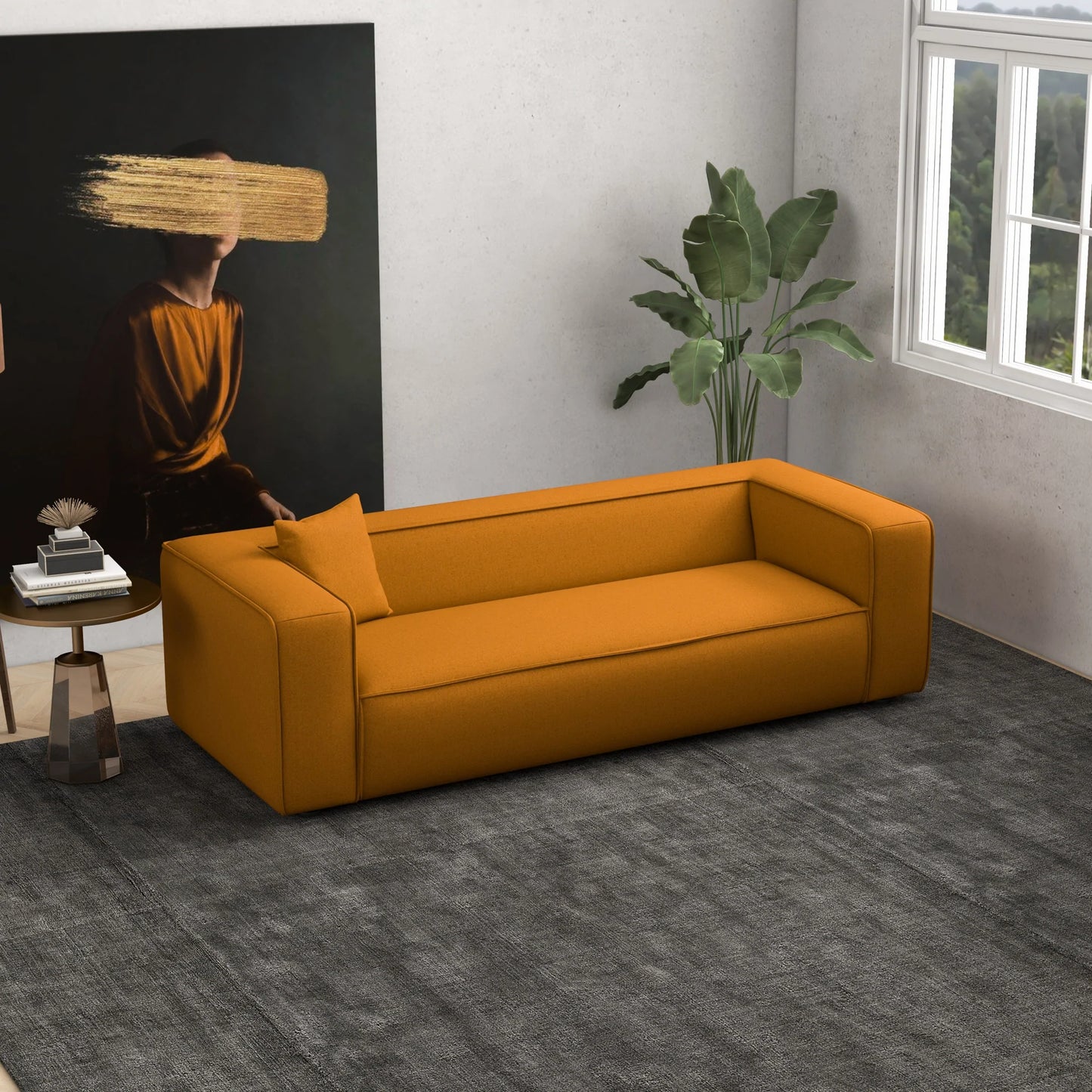 Barcelona Modern Boucle Sofa (Dark Yellow)