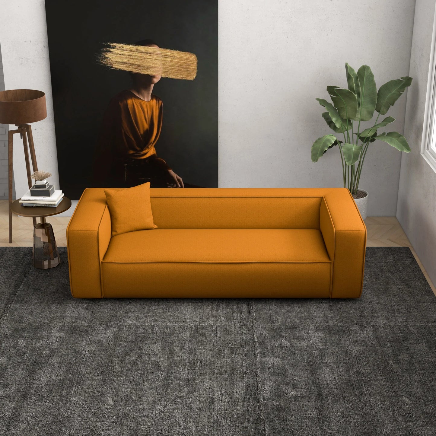 Barcelona Modern Boucle Sofa (Dark Yellow)