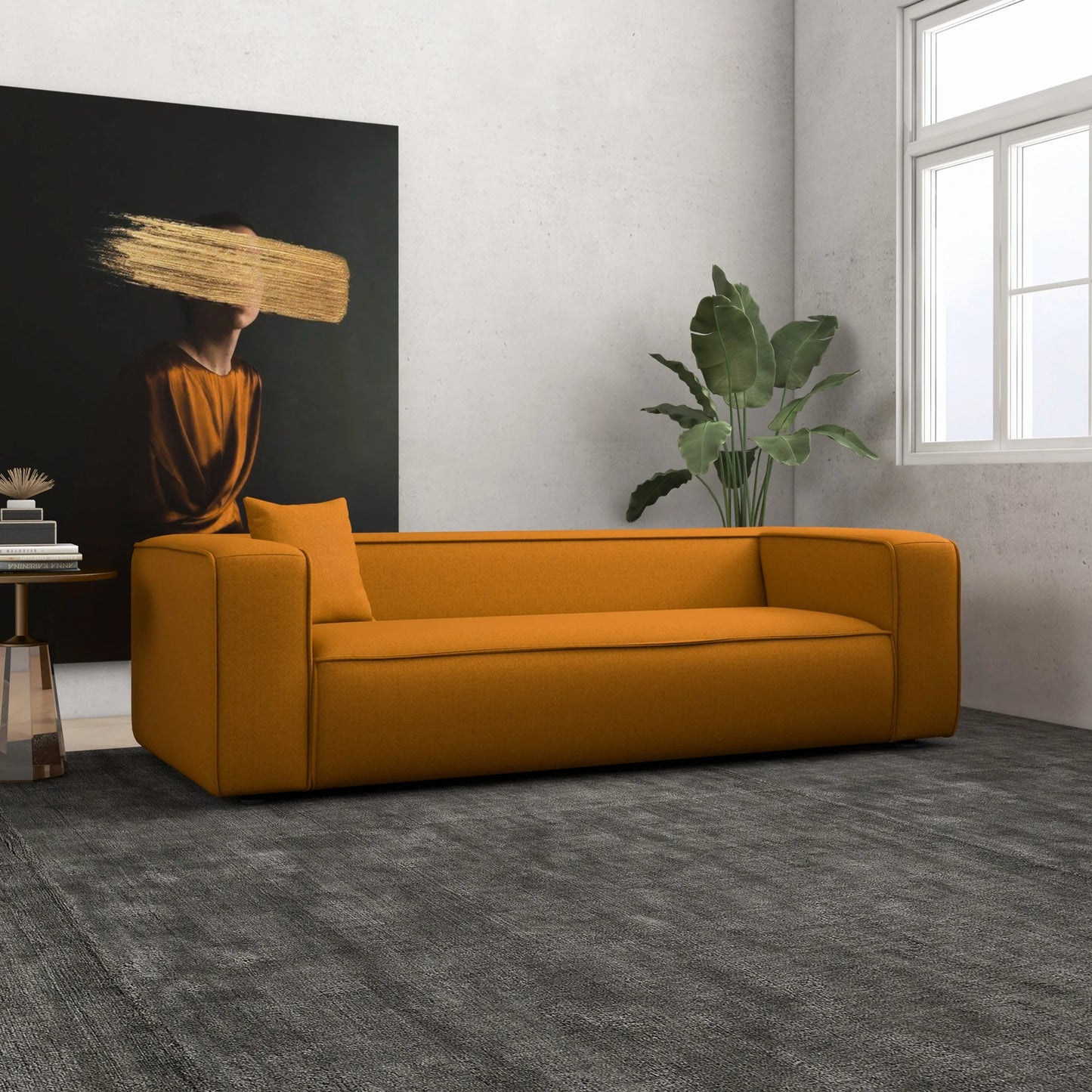 Barcelona Modern Boucle Sofa (Dark Yellow)
