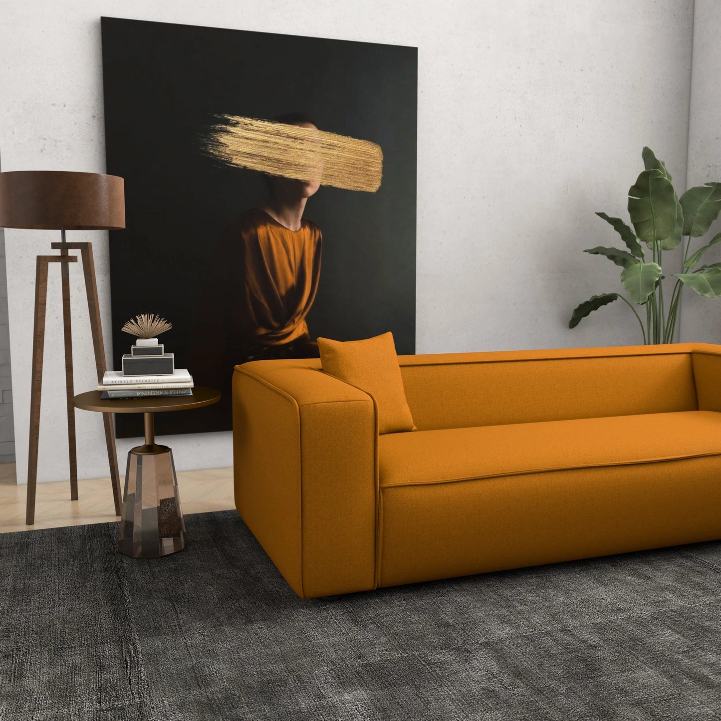 Barcelona Modern Boucle Sofa (Dark Yellow)