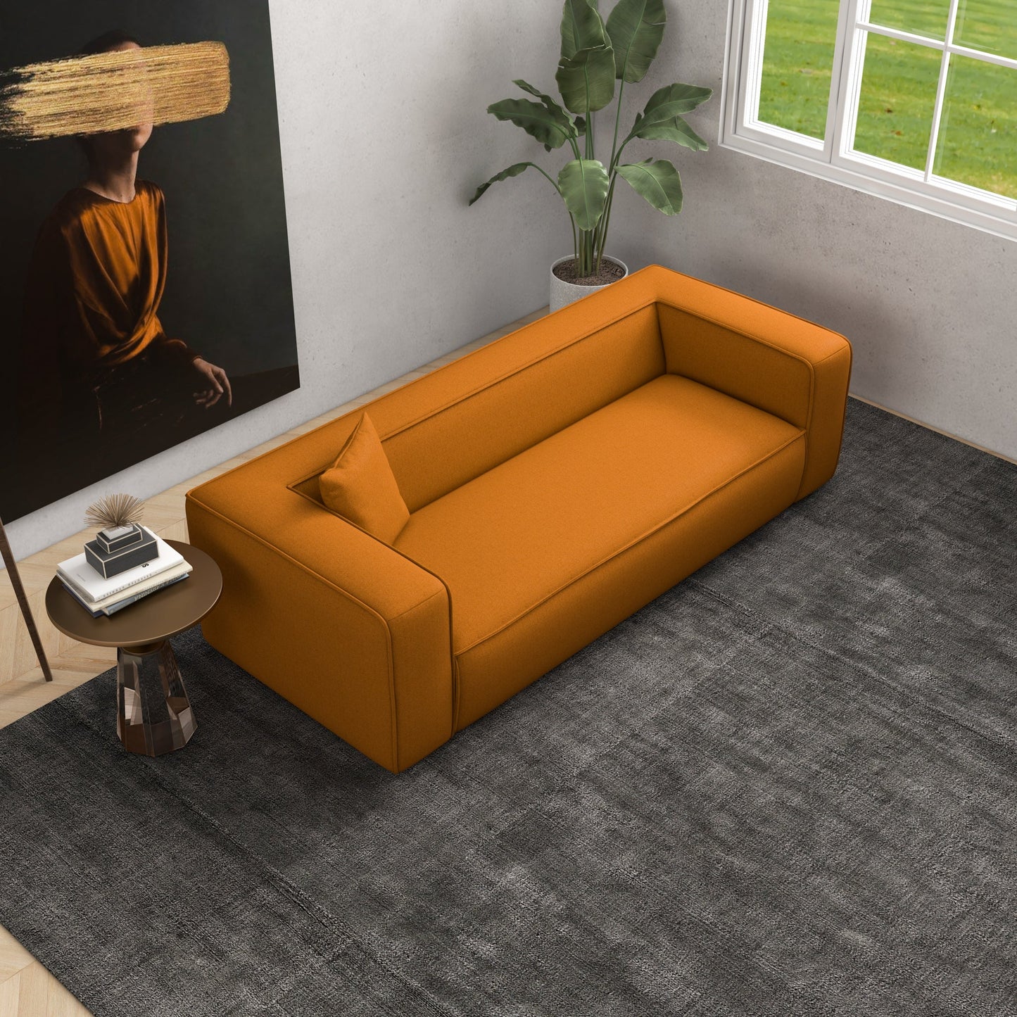 Barcelona Modern Boucle Sofa (Dark Yellow)