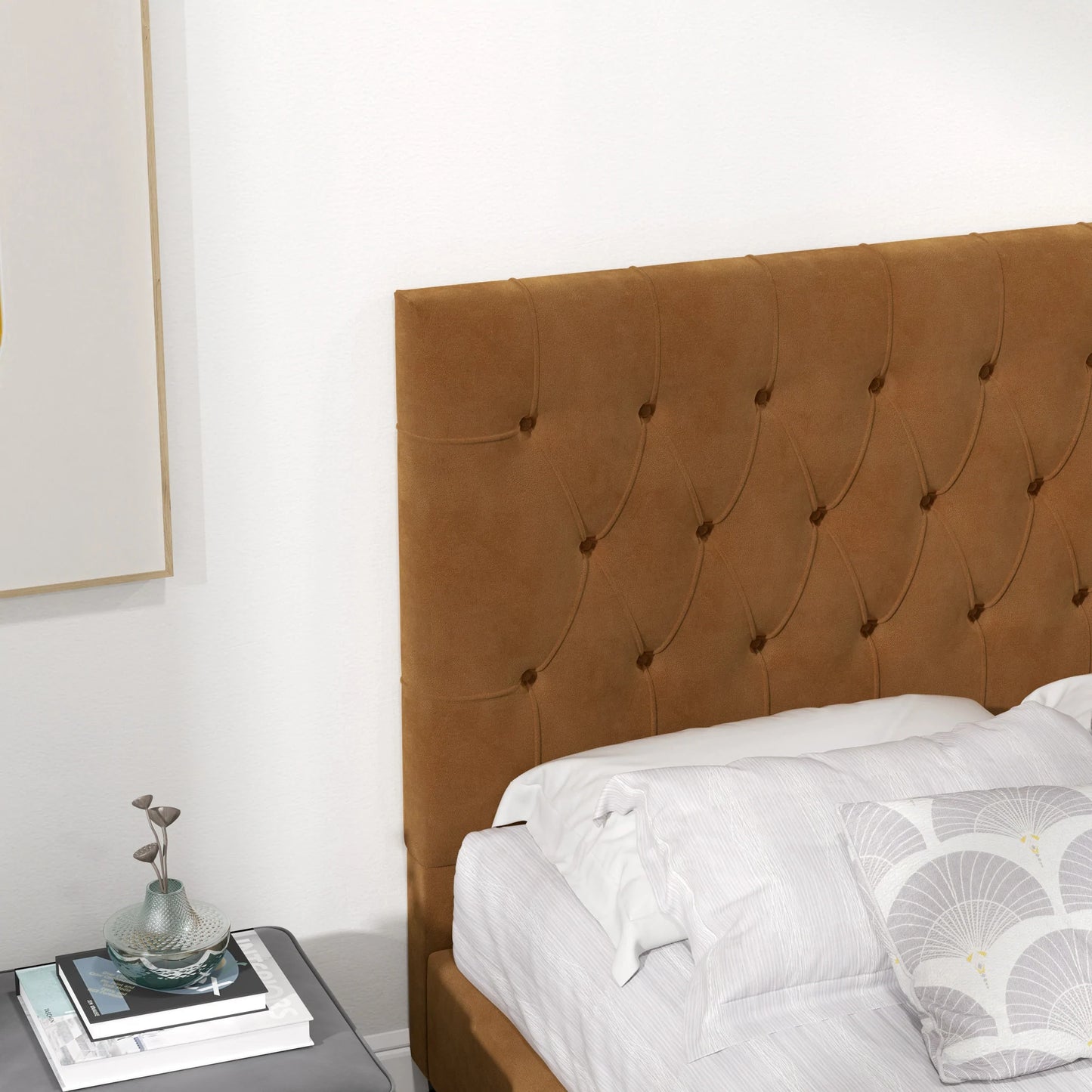Eldridge Platform Bed - Cognac Velvet