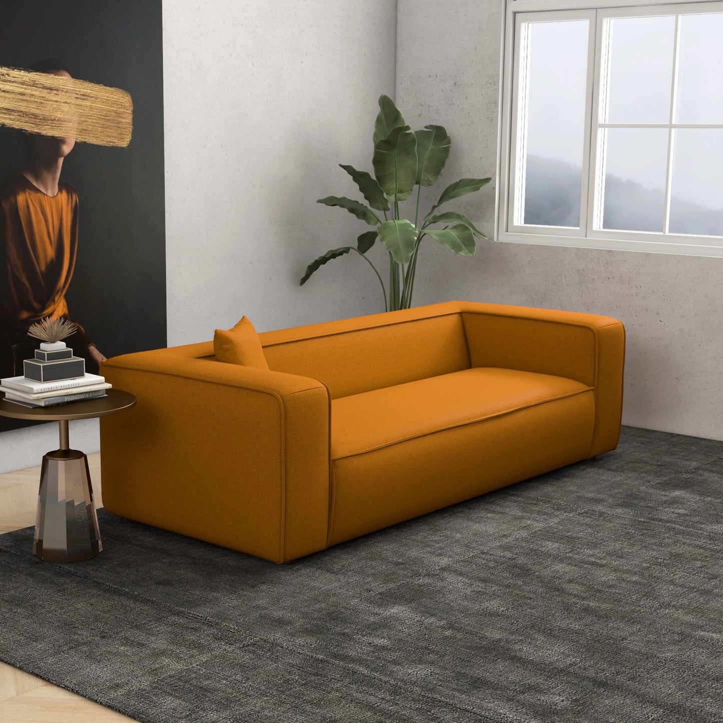 Barcelona Modern Boucle Sofa (Dark Yellow)