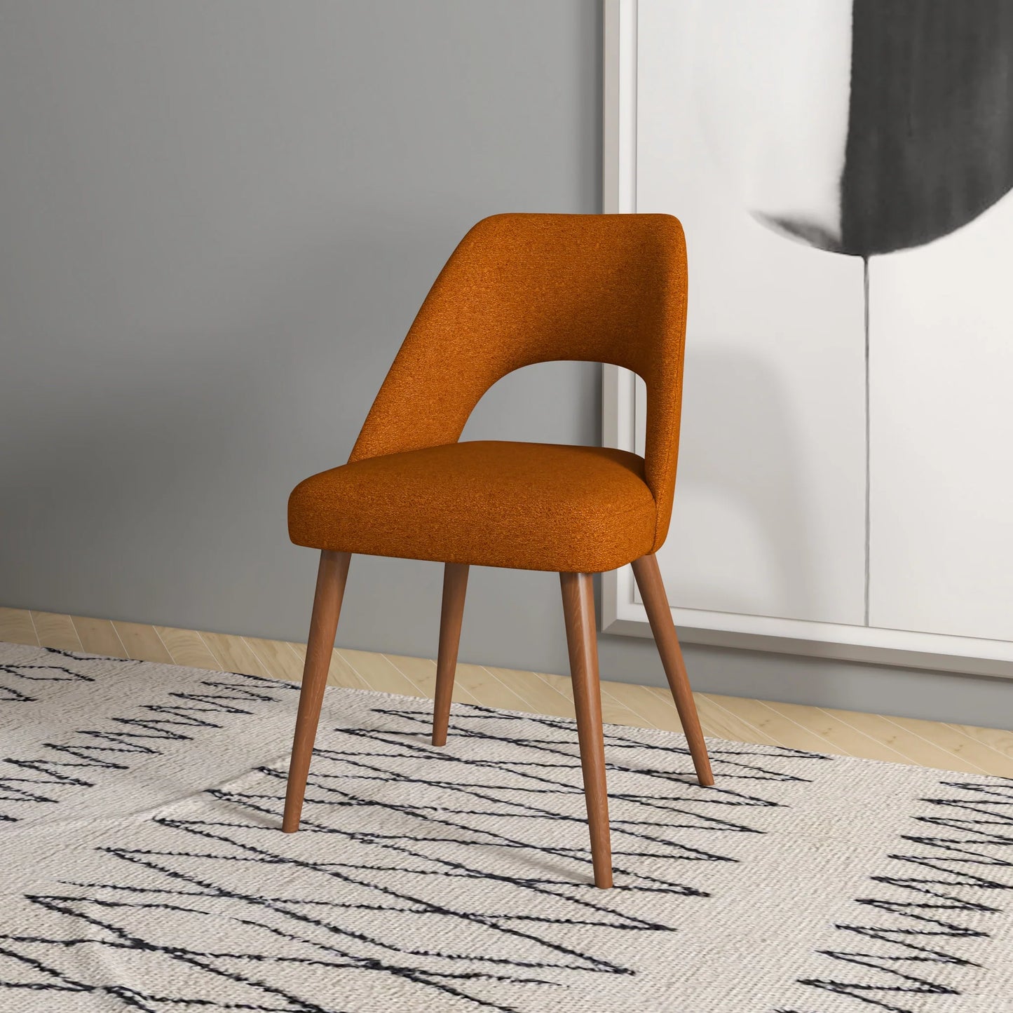 Ariana Modern Dining Chair (Burnt Orange Boucle)
