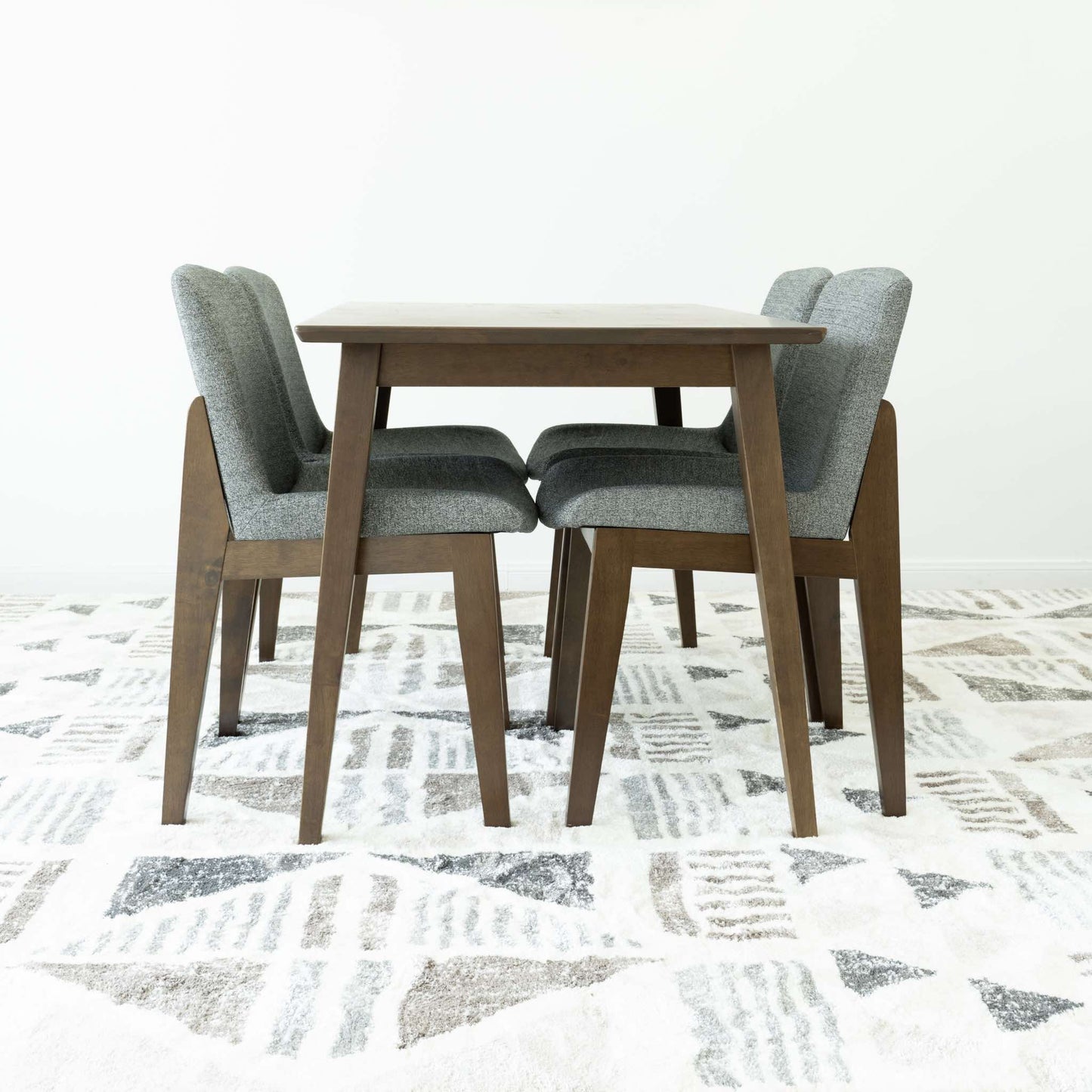 Small Adira Dining set with 4 Ohio Dark Grey Dining Chairs (Walnut)