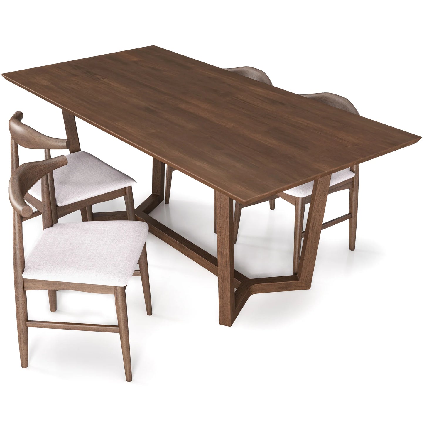 Rolda Dining set with 4 Winston Dining Chairs (Beige Fabric)