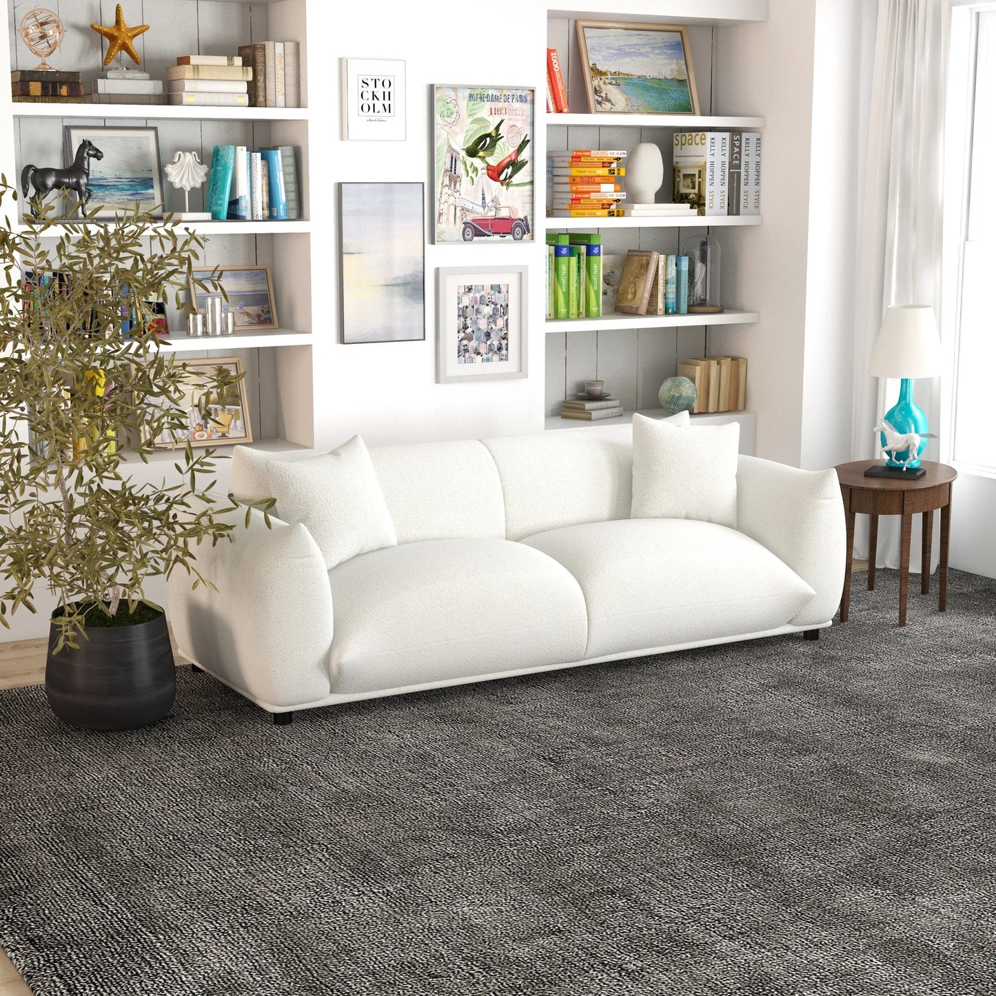 Mansfield Sofa (White boucle fabric)