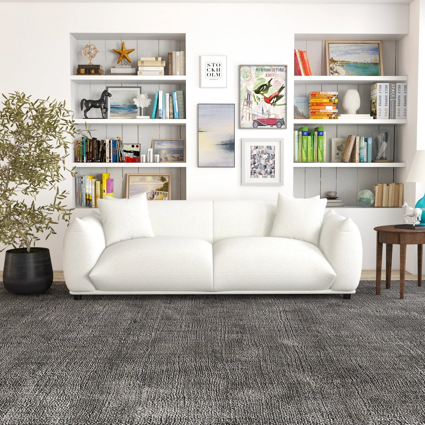 Mansfield Sofa (White boucle fabric)